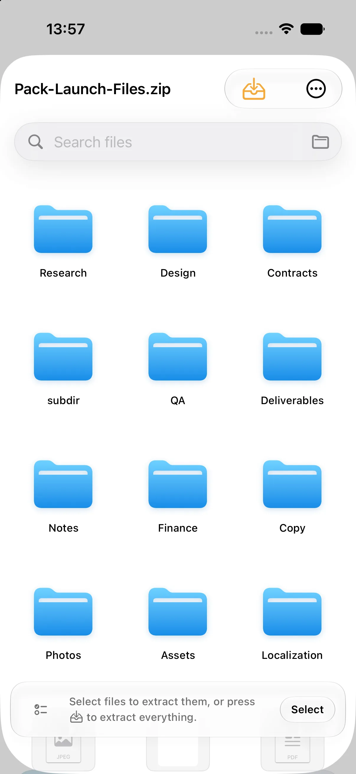 Preview an individual file without unpacking everything